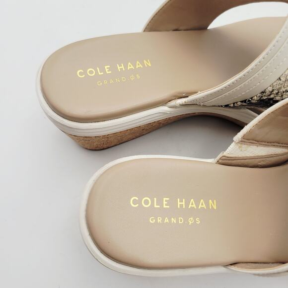 Cole Haan Margate Wedge II Sandshell Sandals Sz 5.5 B Cream & Animal Print - Picture 8 of 11